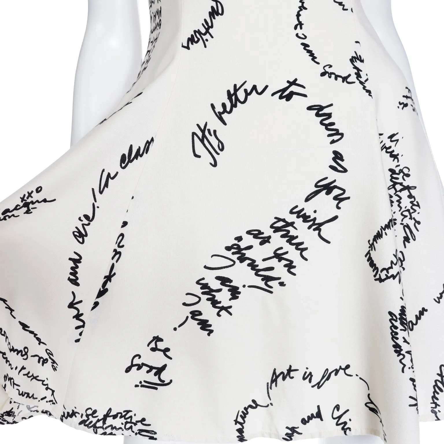 1995 Vintage Moschino Words Handwriting Print Dress w Fashion Advice