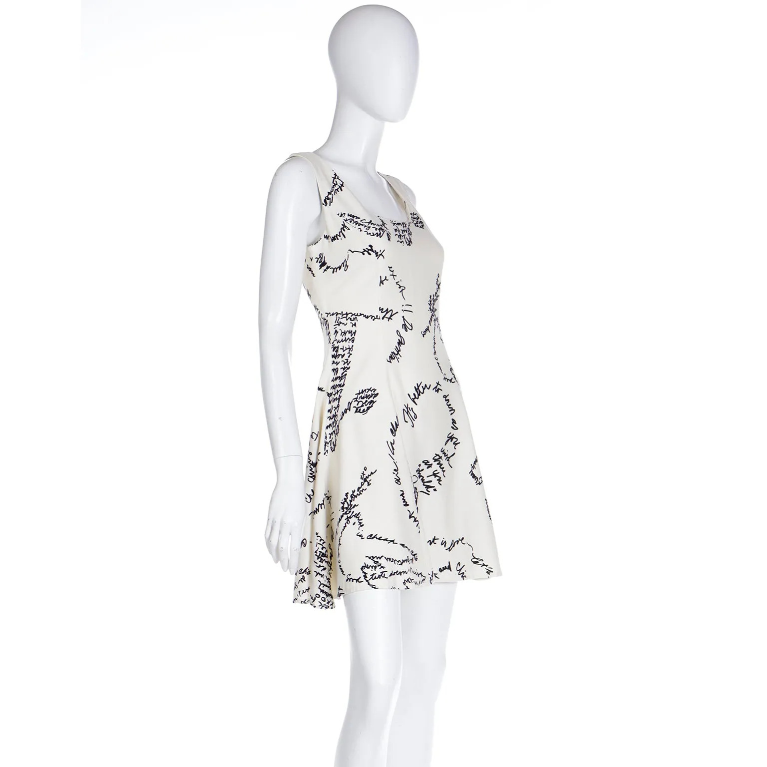 1995 Vintage Moschino Words Handwriting Print Dress w Fashion Advice