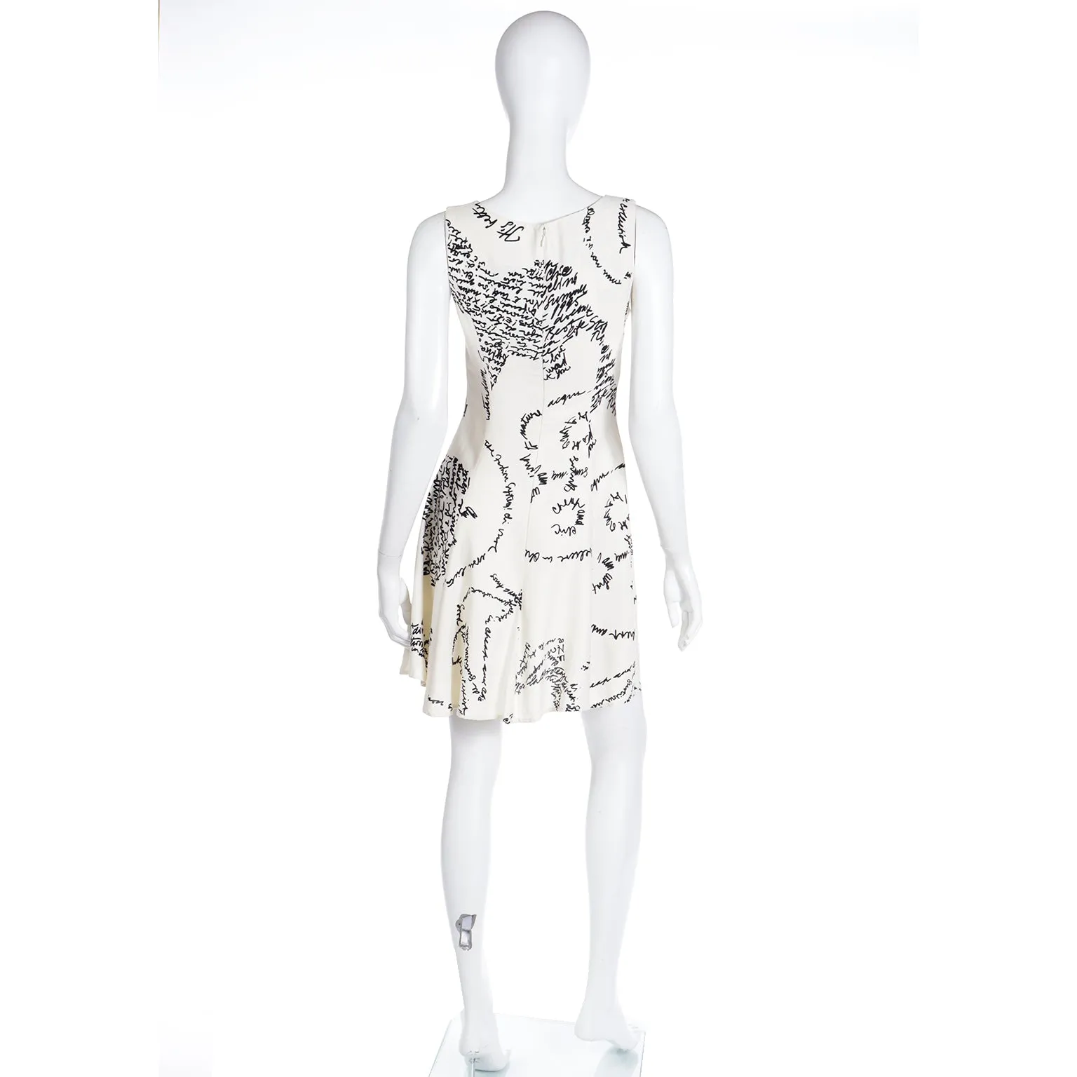 1995 Vintage Moschino Words Handwriting Print Dress w Fashion Advice