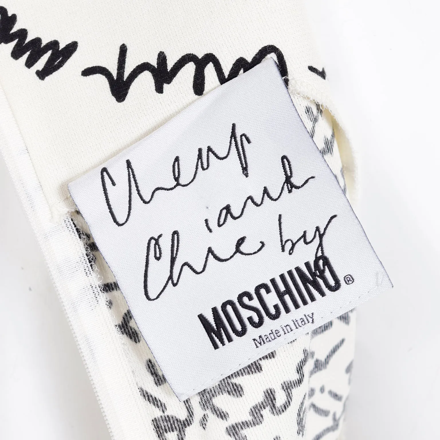 1995 Vintage Moschino Words Handwriting Print Dress w Fashion Advice