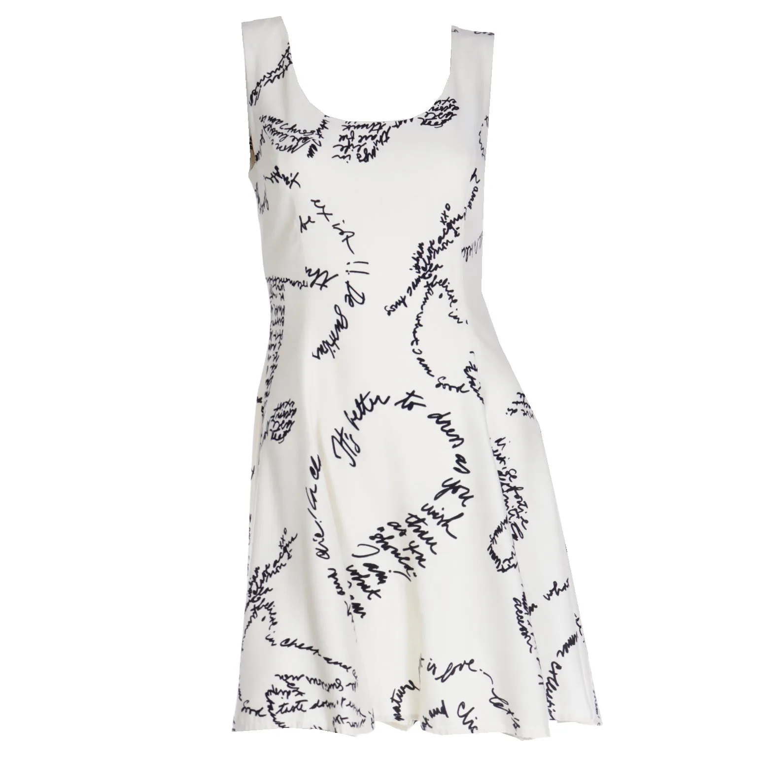 1995 Vintage Moschino Words Handwriting Print Dress w Fashion Advice