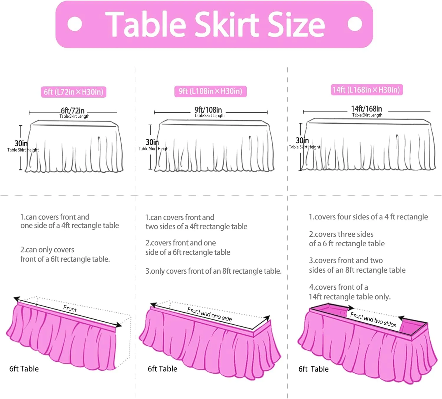 6ft White Tulle Table Skirt with Led Lights for Wedding Birthday Party Baby Shower White Ruffle Tutu Table Cloth for Rectangle Tables or Round Tables for Cake Dessert Buffet Banquet Table Decorations