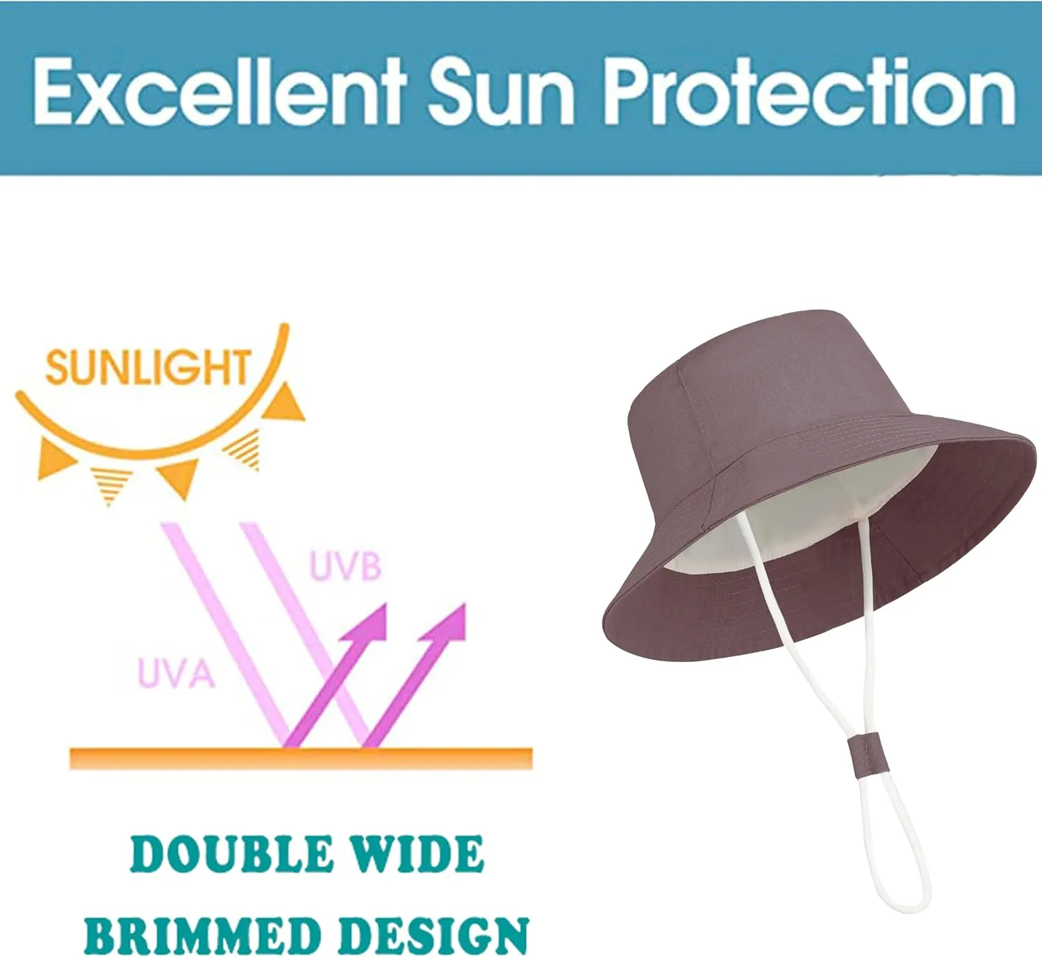 Baby Sun Hat UPF 50  Sun Protective Toddler Bucket Hat Summer Kids Beach Hats Wide Brim Outdoor Play Hat for Boys Girls