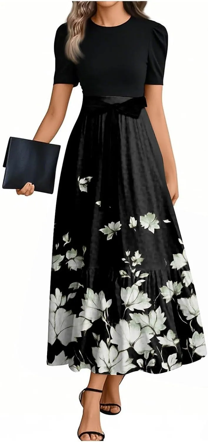 Beach Trendy Dresses for Women, 2025 Floral Print Maxi Jumpsuits for Women Spring Bow High Waisted Womens Romper