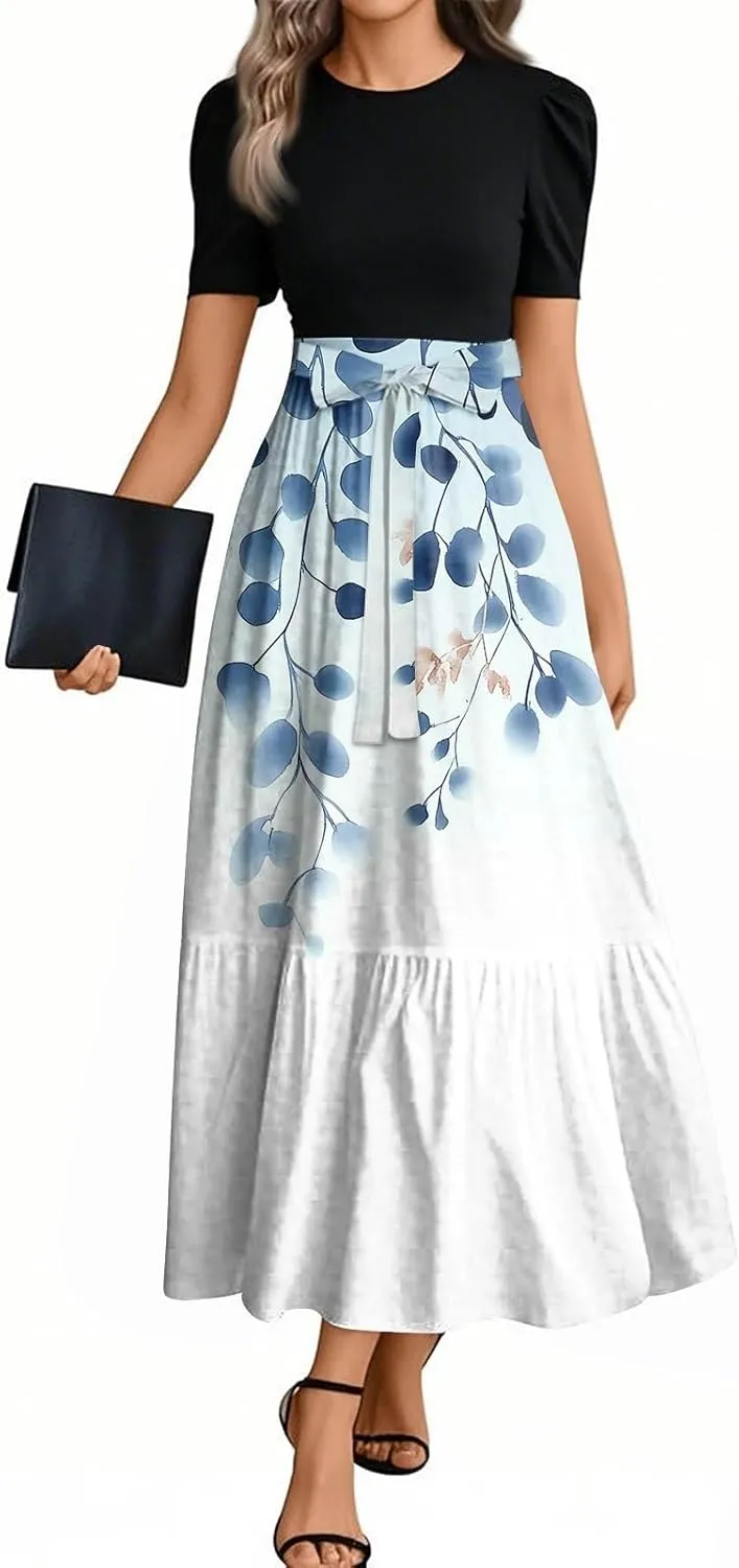 Beach Trendy Dresses for Women, 2025 Floral Print Maxi Jumpsuits for Women Spring Bow High Waisted Womens Romper