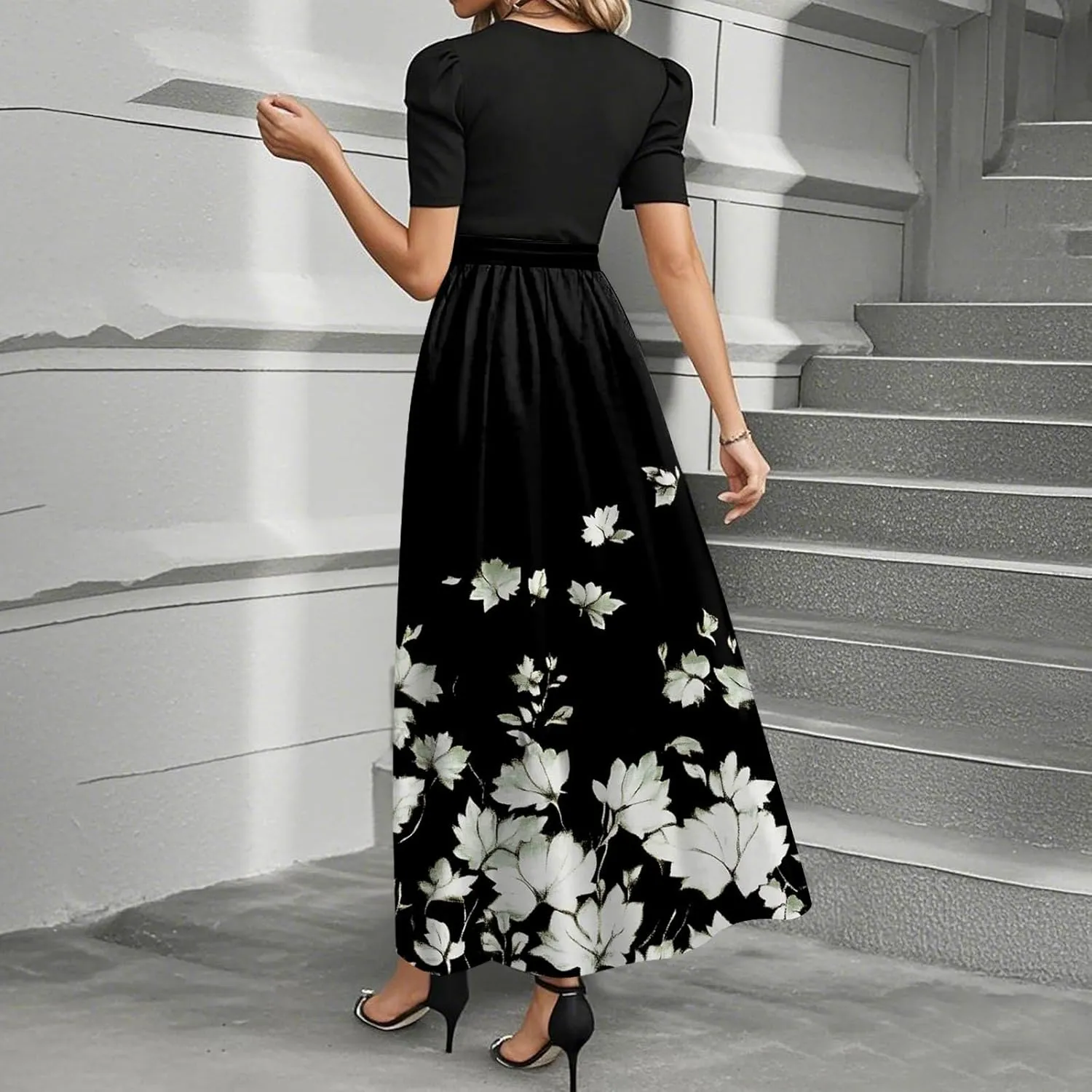 Beach Trendy Dresses for Women, 2025 Floral Print Maxi Jumpsuits for Women Spring Bow High Waisted Womens Romper