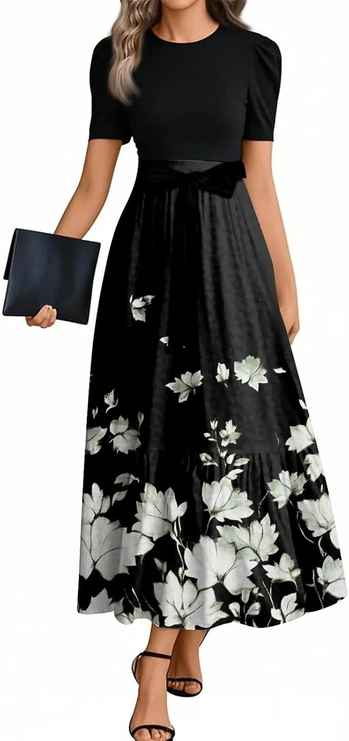 Beach Trendy Dresses for Women, 2025 Floral Print Maxi Jumpsuits for Women Spring Bow High Waisted Womens Romper