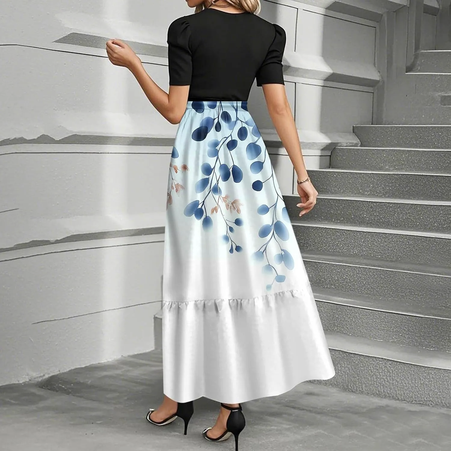 Beach Trendy Dresses for Women, 2025 Floral Print Maxi Jumpsuits for Women Spring Bow High Waisted Womens Romper