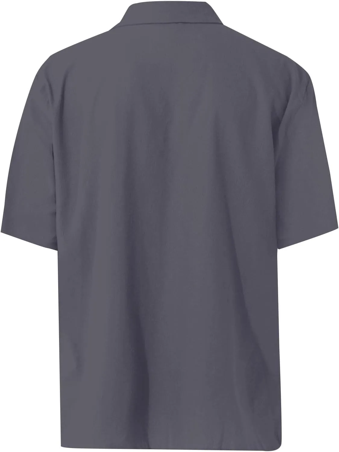 Beach Vacation Tshirts Mens Button Down Cotton Linen Guayabera T-Shirt Spread Collar Short Sleeve Summer Plain Tops