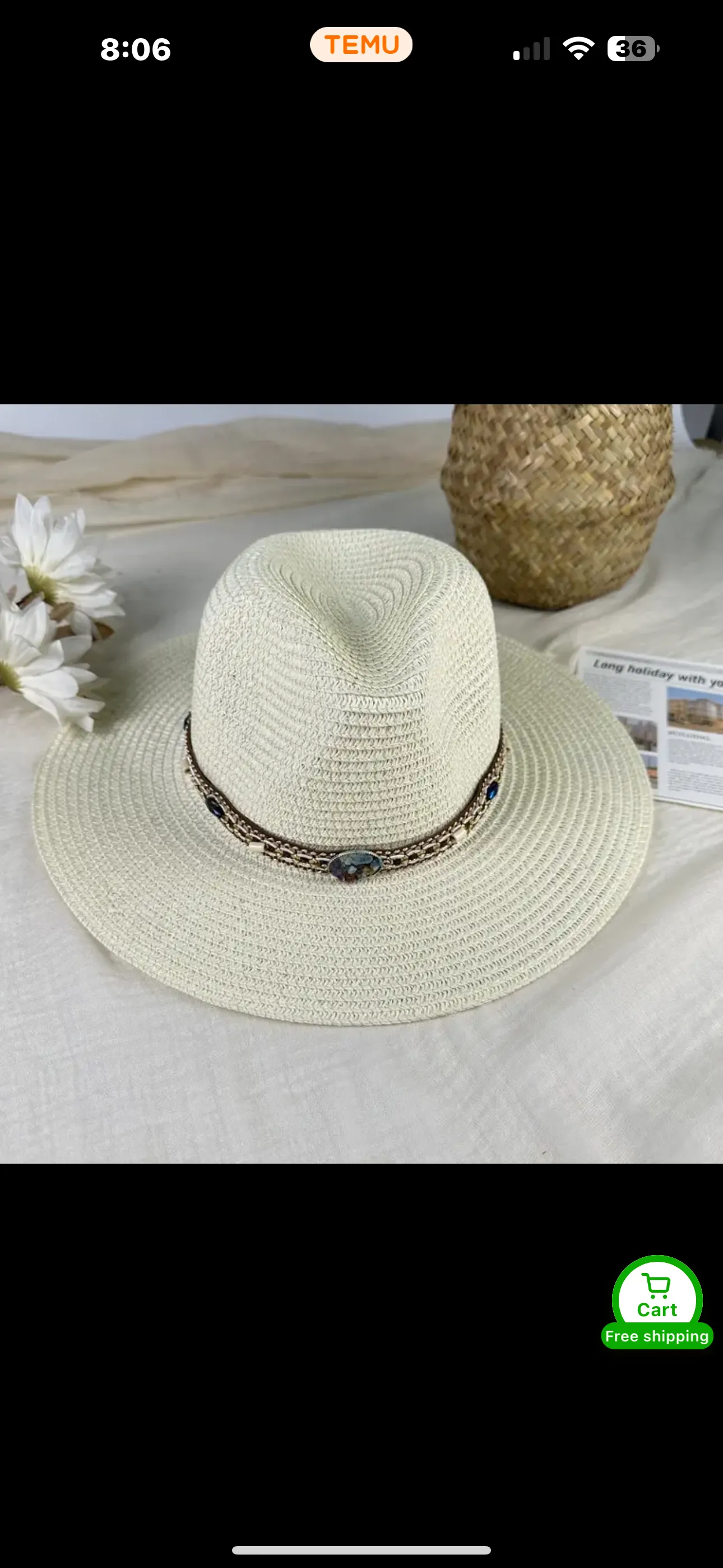 Beige Boho Chic Wide Brim Breathable Straw Sun Hat with Stylish Beaded Removable Hat Band- Provides Uv Protection and is Perfect For Beach & Casual Wear