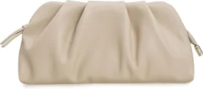 CHARMING TAILOR Chic Soft Vegan Leather Clutch Bag Dressy Pleated PU Evening Purse for Women