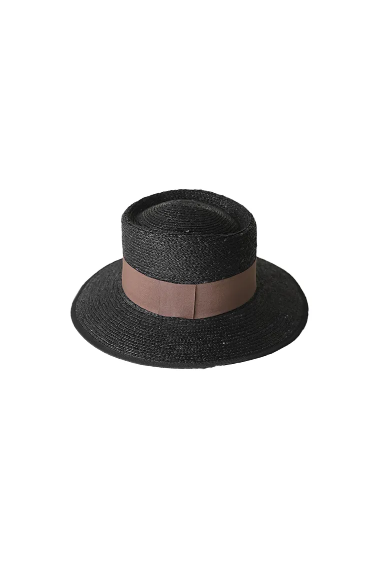 Chic Flat Brim Fedora Hat With Ribbon