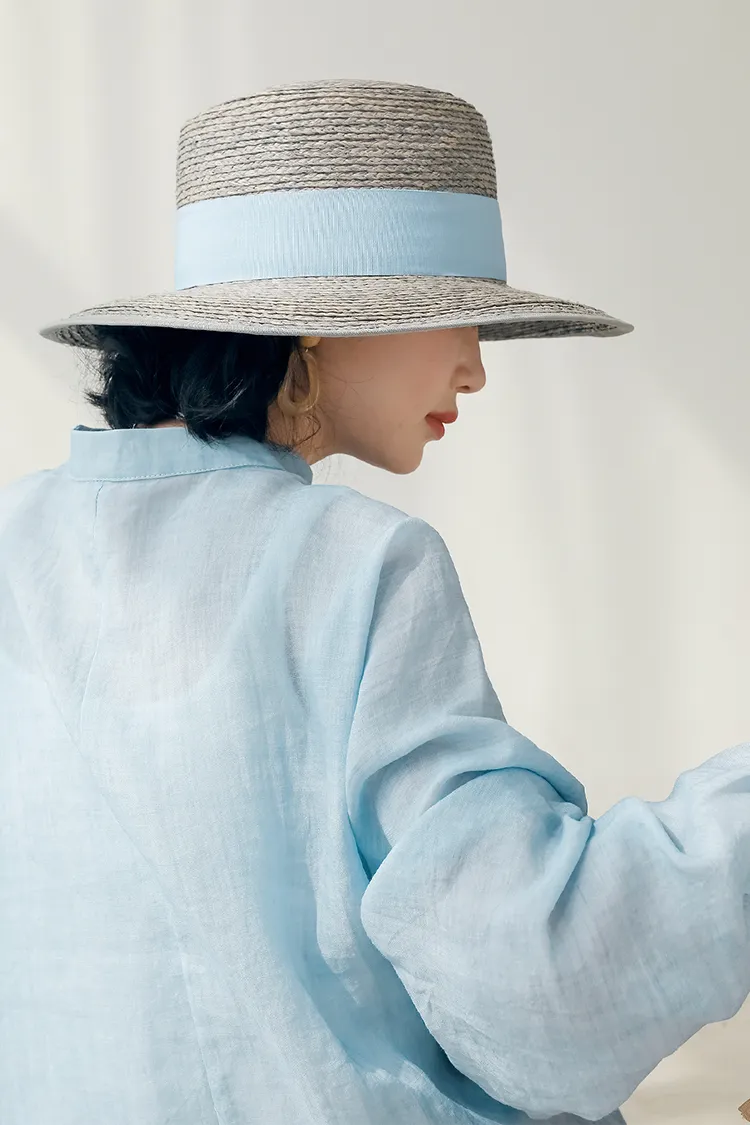 Chic Flat Brim Fedora Hat With Ribbon