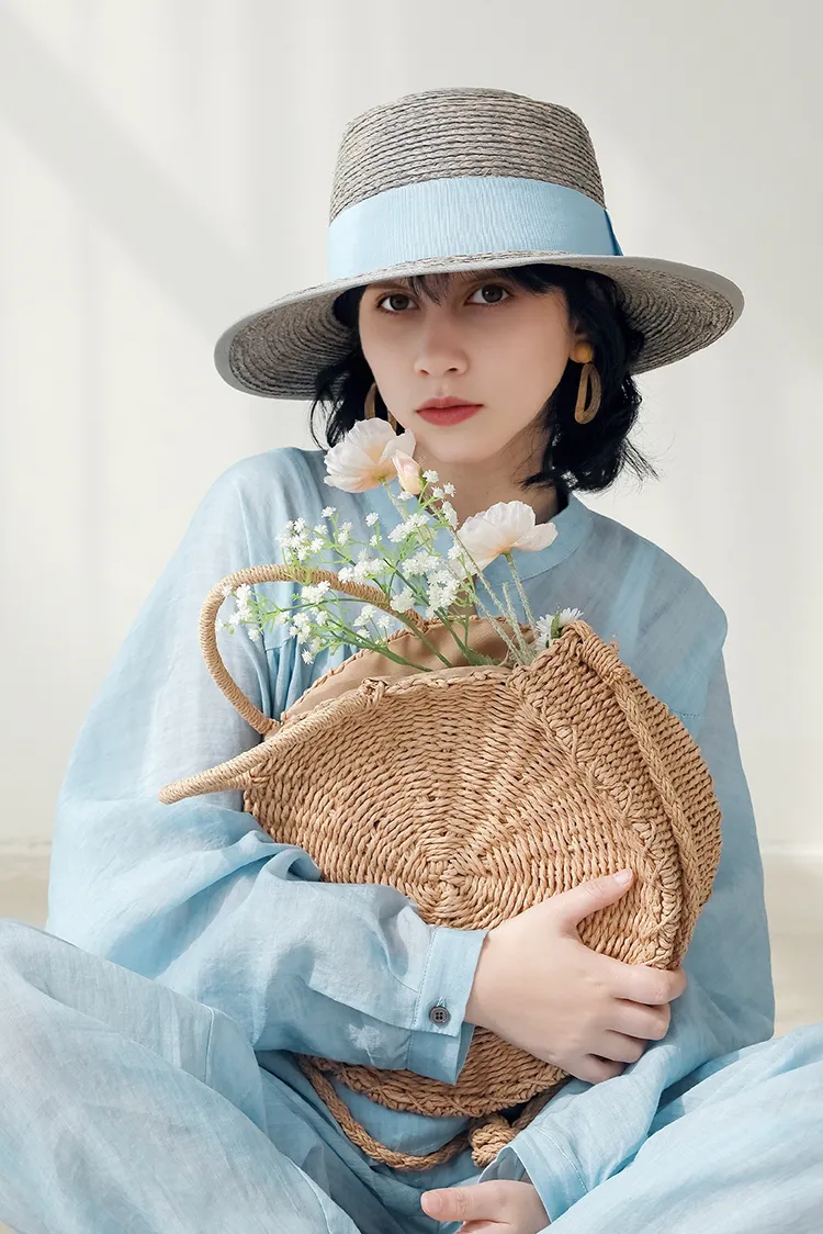 Chic Flat Brim Fedora Hat With Ribbon