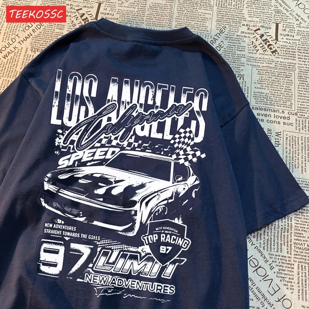 Cool Racing Cars Printed Short Sleeve Breathable T-Shirt