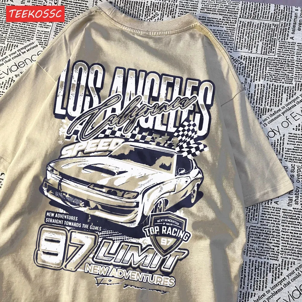 Cool Racing Cars Printed Short Sleeve Breathable T-Shirt
