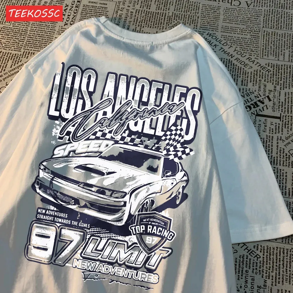 Cool Racing Cars Printed Short Sleeve Breathable T-Shirt