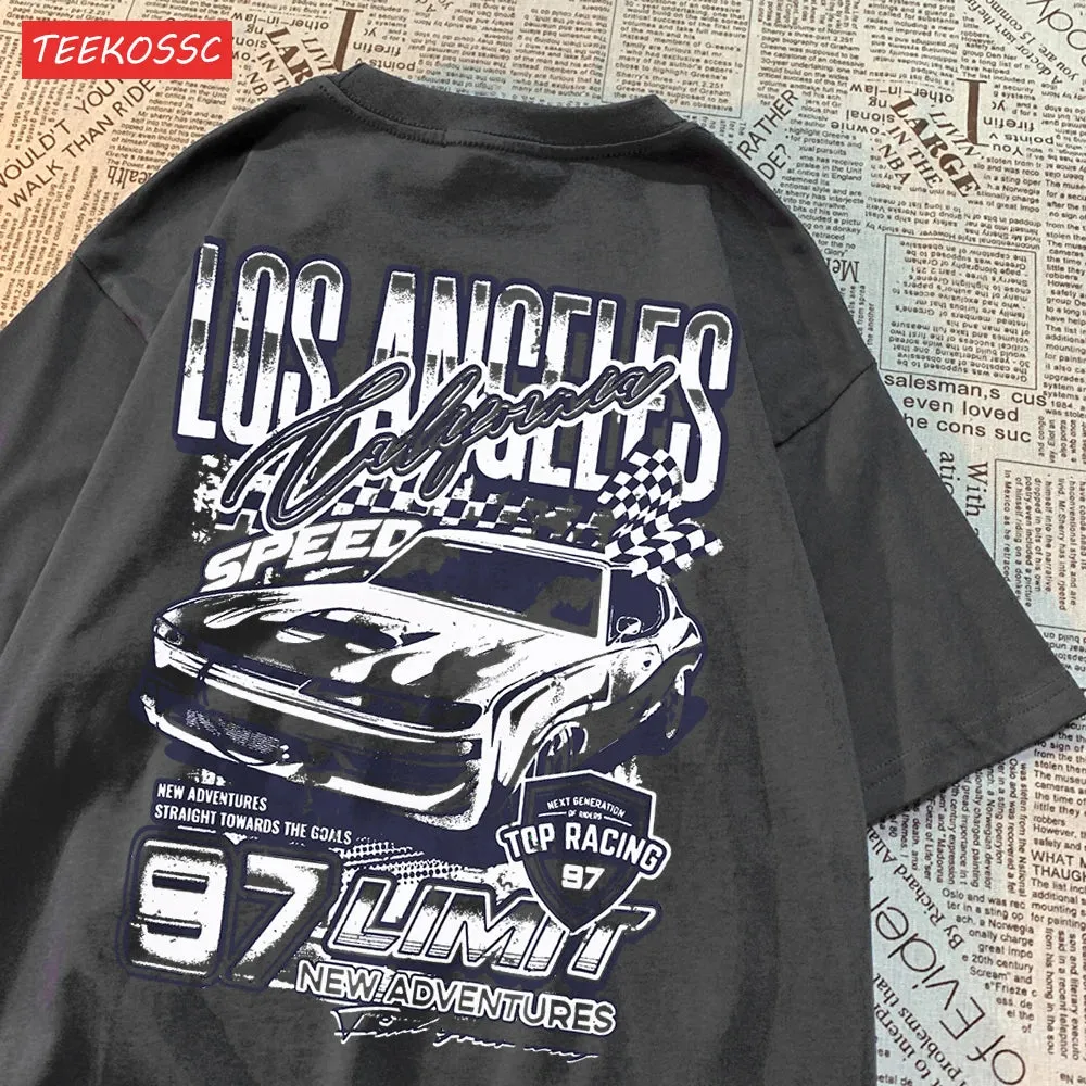 Cool Racing Cars Printed Short Sleeve Breathable T-Shirt