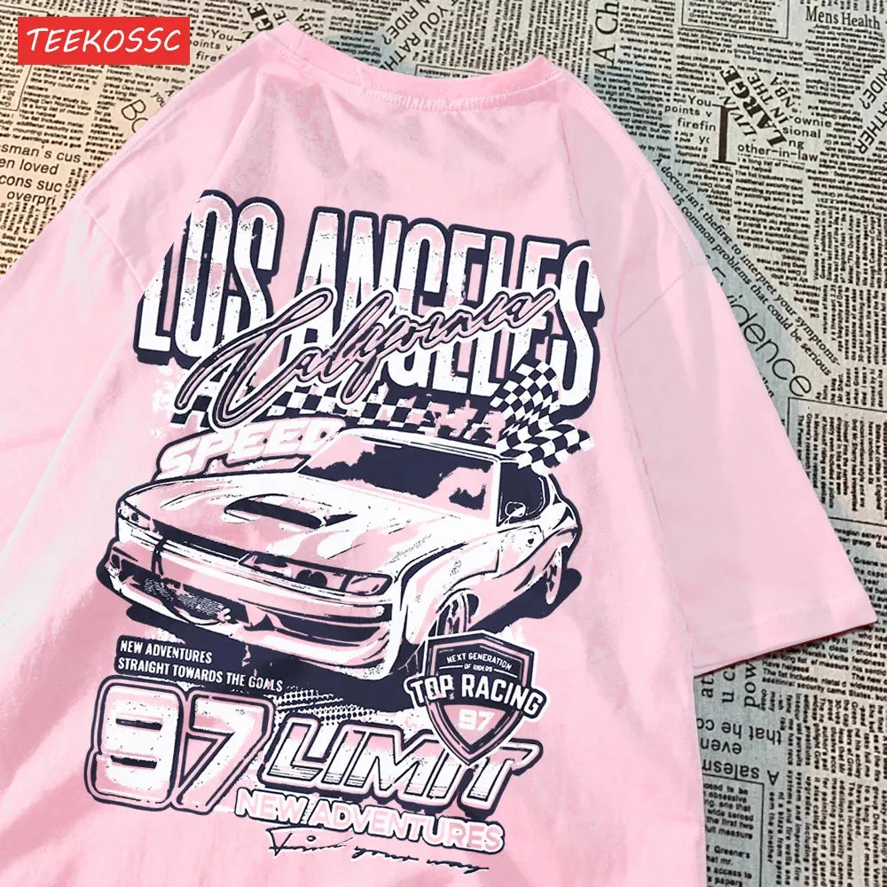 Cool Racing Cars Printed Short Sleeve Breathable T-Shirt