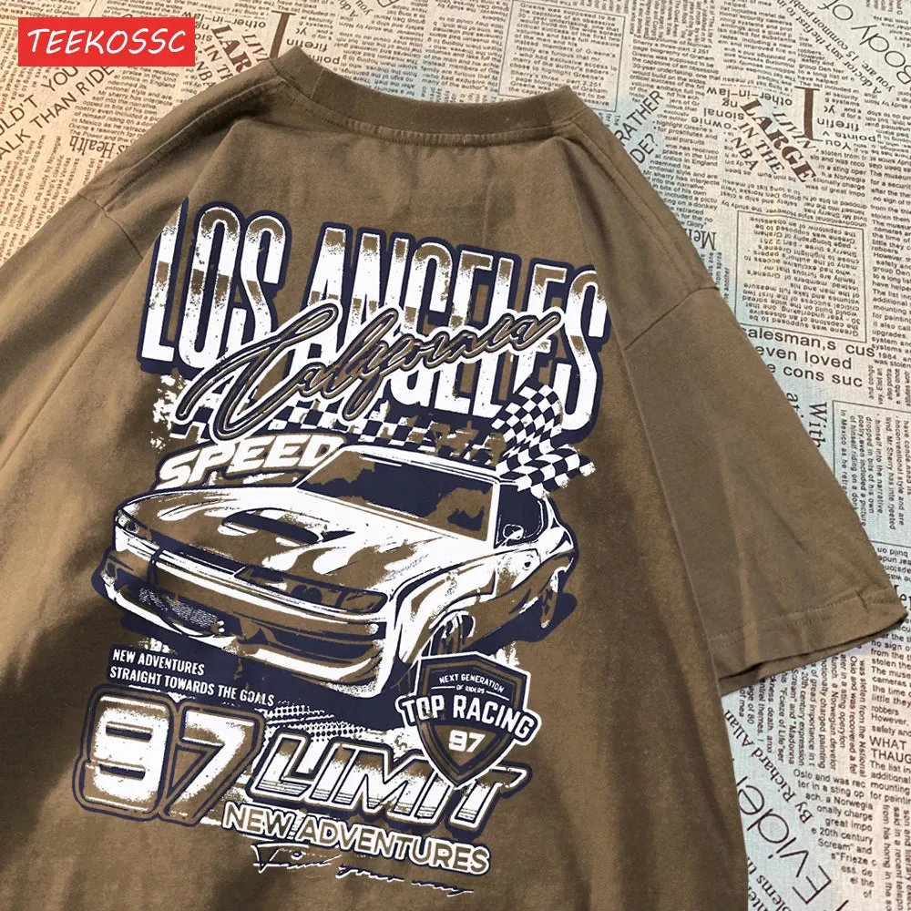 Cool Racing Cars Printed Short Sleeve Breathable T-Shirt