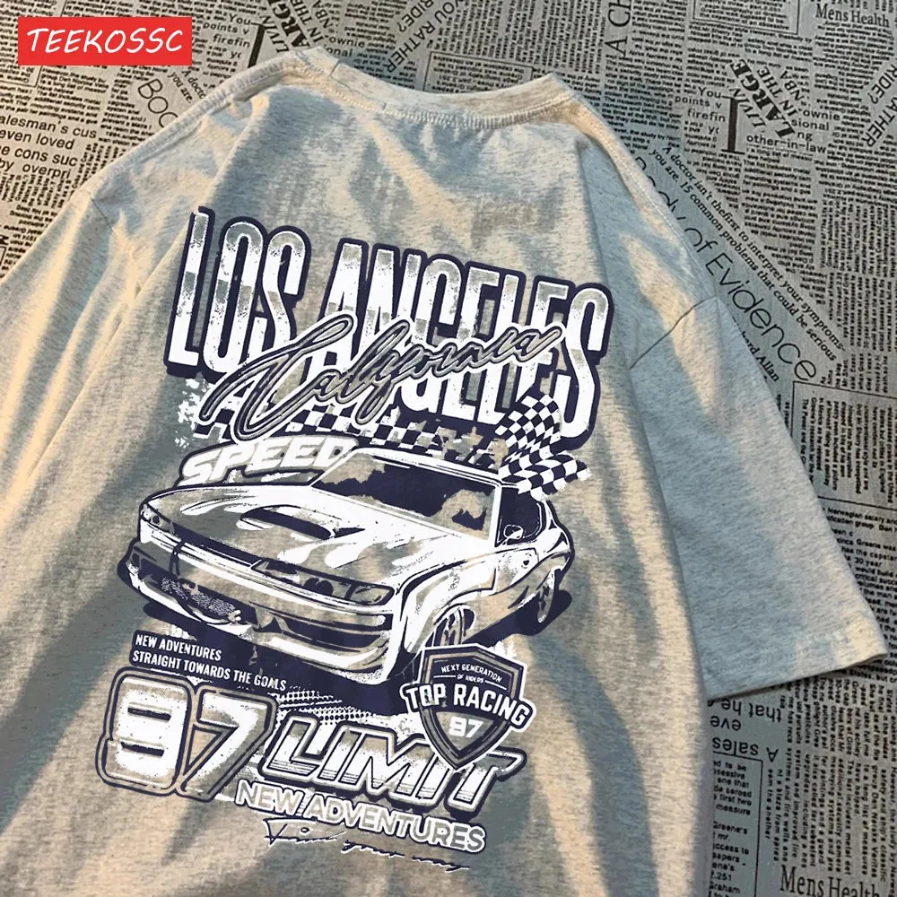 Cool Racing Cars Printed Short Sleeve Breathable T-Shirt