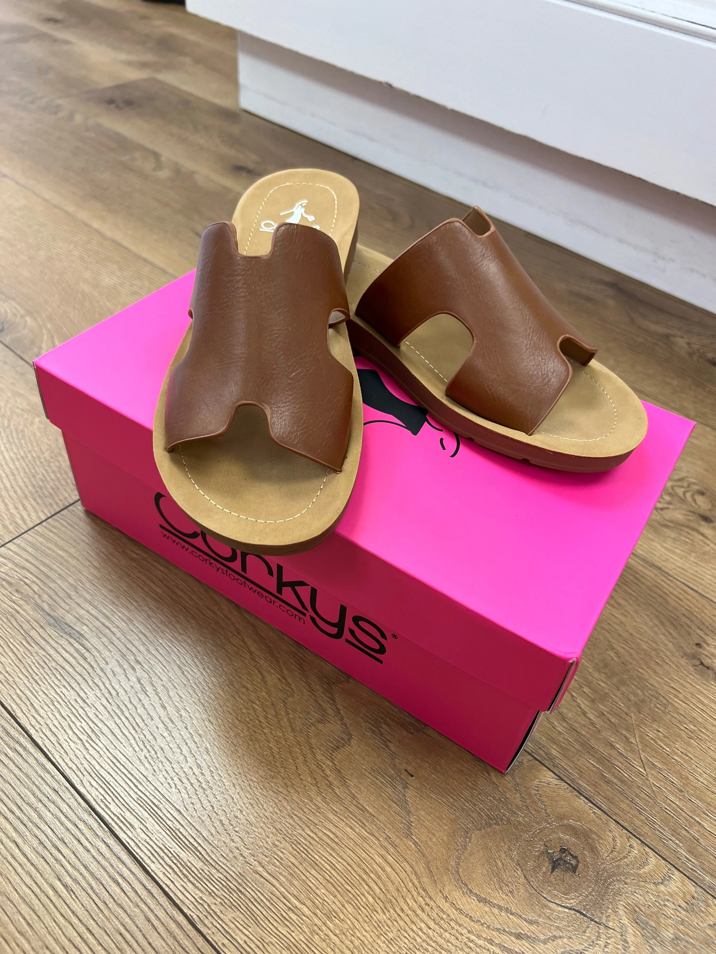 Corkys Bogalusa Cognac Slip On Sandals