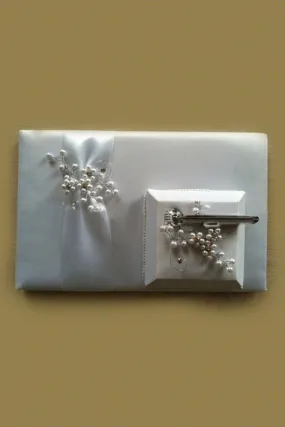 Delicate Pearl/Sash Guestbook & Pen Set
