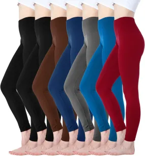 Diravo 7 Pack Fleece Lined Leggings Womens Fashion High Waist Tummy Control Leggings for Women Winter Warm