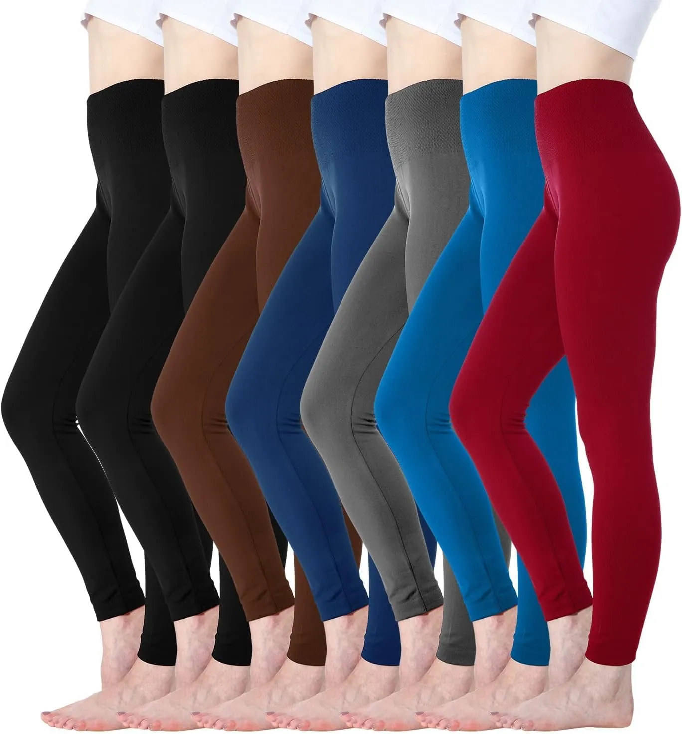Diravo 7 Pack Fleece Lined Leggings Womens Fashion High Waist Tummy Control Leggings for Women Winter Warm