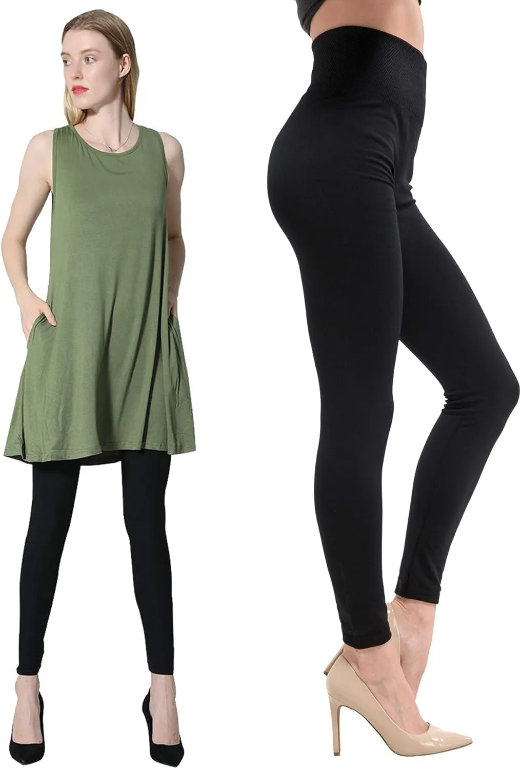 Diravo 7 Pack Fleece Lined Leggings Womens Fashion High Waist Tummy Control Leggings for Women Winter Warm