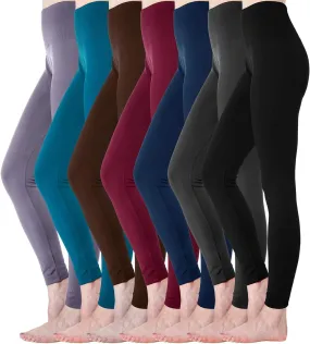 Diravo 7 Pack Fleece Lined Leggings Womens Fashion High Waist Tummy Control Leggings for Women Winter Warm