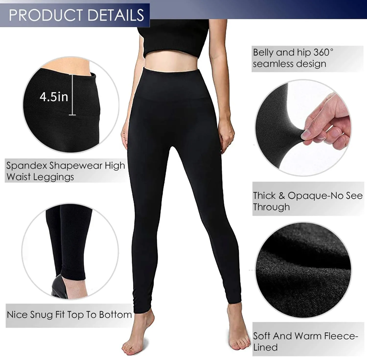Diravo 7 Pack Fleece Lined Leggings Womens Fashion High Waist Tummy Control Leggings for Women Winter Warm