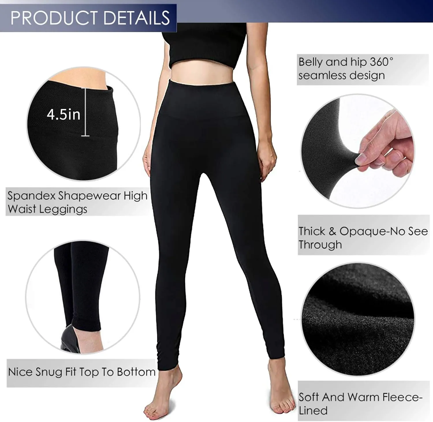 Diravo 7 Pack Fleece Lined Leggings Womens Fashion High Waist Tummy Control Leggings for Women Winter Warm