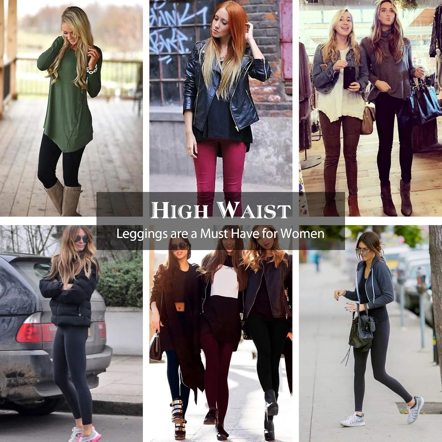 Diravo 7 Pack Fleece Lined Leggings Womens Fashion High Waist Tummy Control Leggings for Women Winter Warm