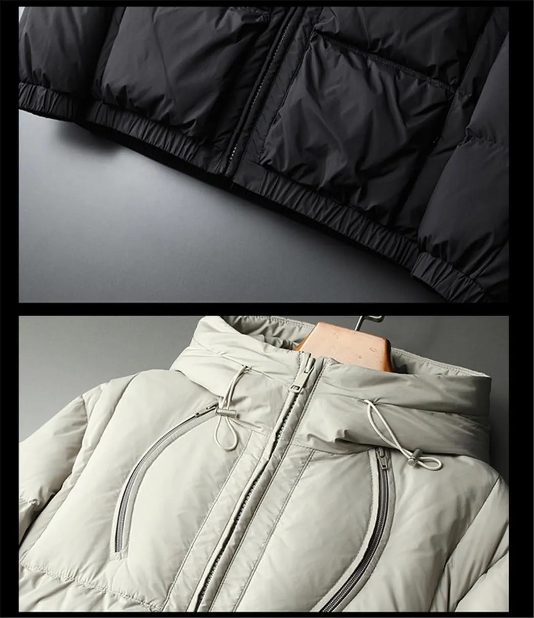 Dvbfufv Winter Down Hooded Jacket For Men Men's Thickened Warm Puffer Jacket