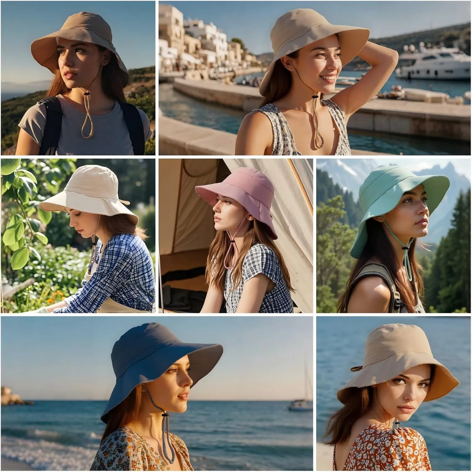 EINSKEY Women's Sun Hat with Neck Flap, UPF 50  UV Protection Wide Brim Packable Cotton Hat for Fishing Hiking Garden Beach