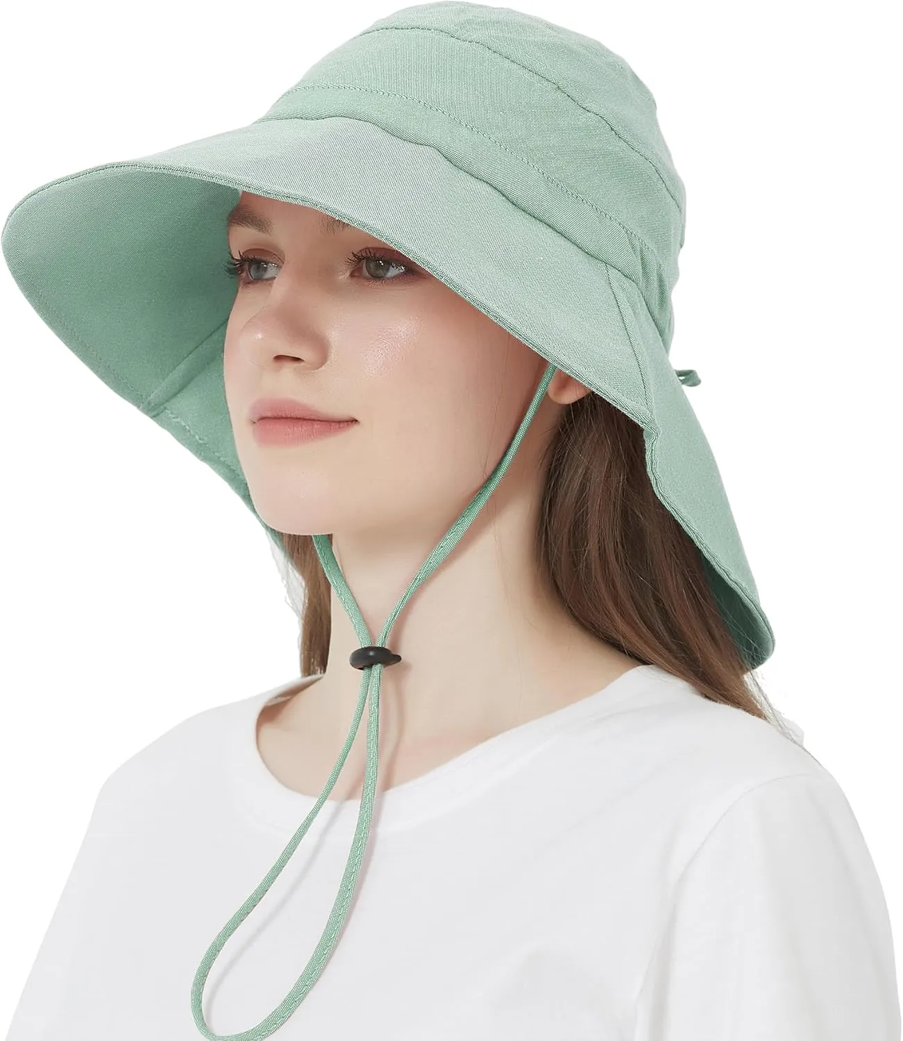 EINSKEY Women's Sun Hat with Neck Flap, UPF 50  UV Protection Wide Brim Packable Cotton Hat for Fishing Hiking Garden Beach