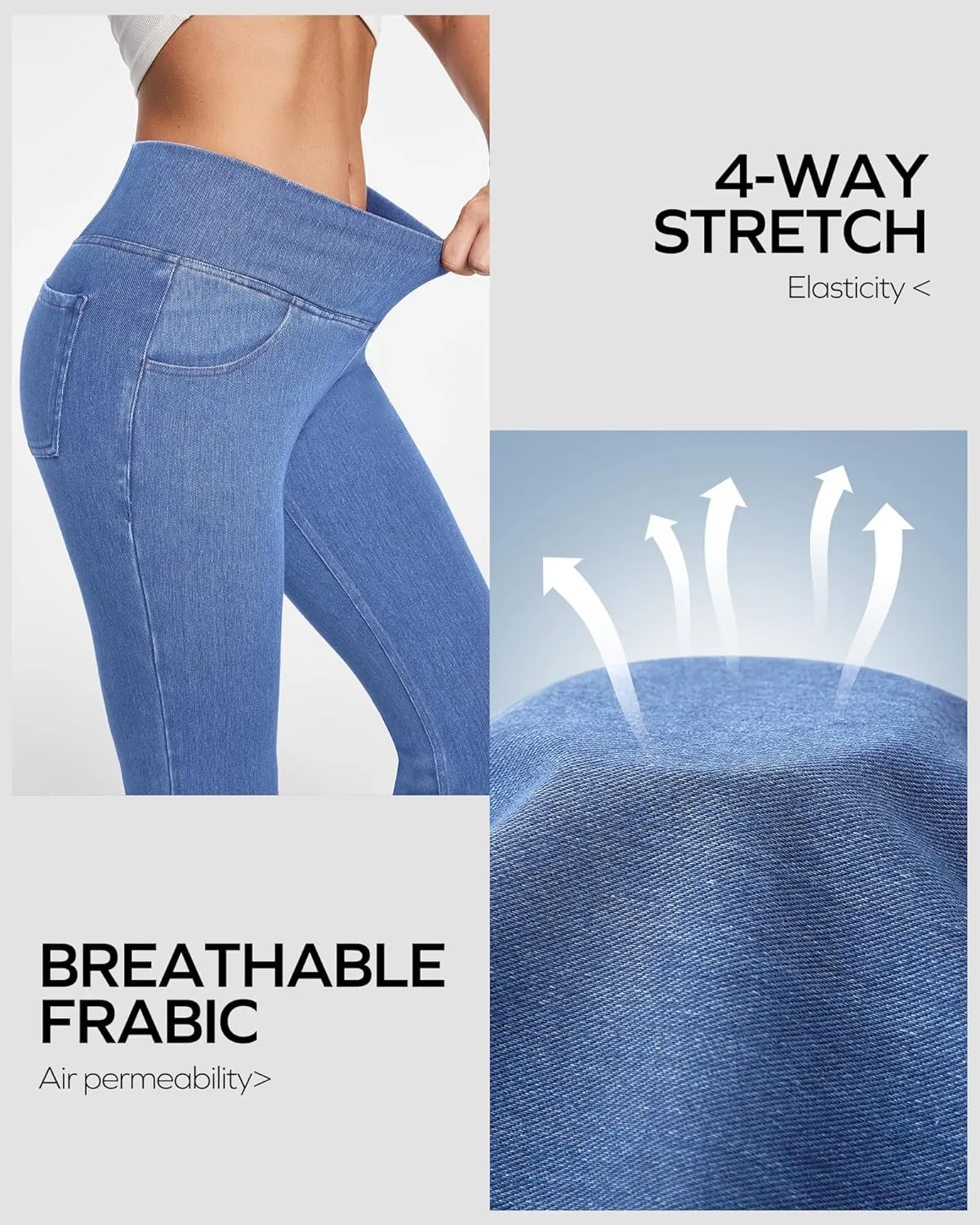 Ewedoos Flare Bell Bottom Jeans for Women Jeggings Tummy Control High Waisted Stretchy Crossover Pull On Jeans