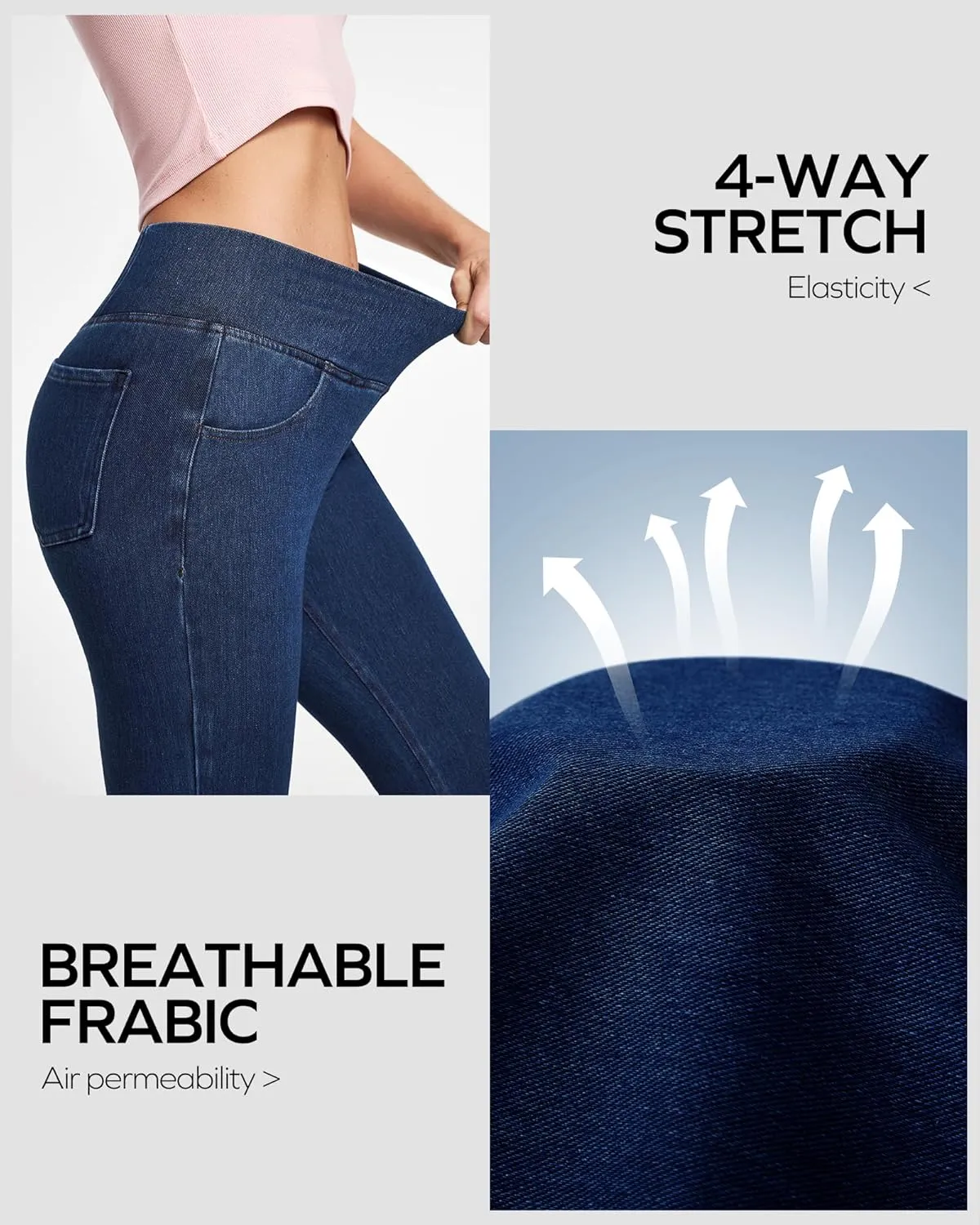 Ewedoos Flare Bell Bottom Jeans for Women Jeggings Tummy Control High Waisted Stretchy Crossover Pull On Jeans