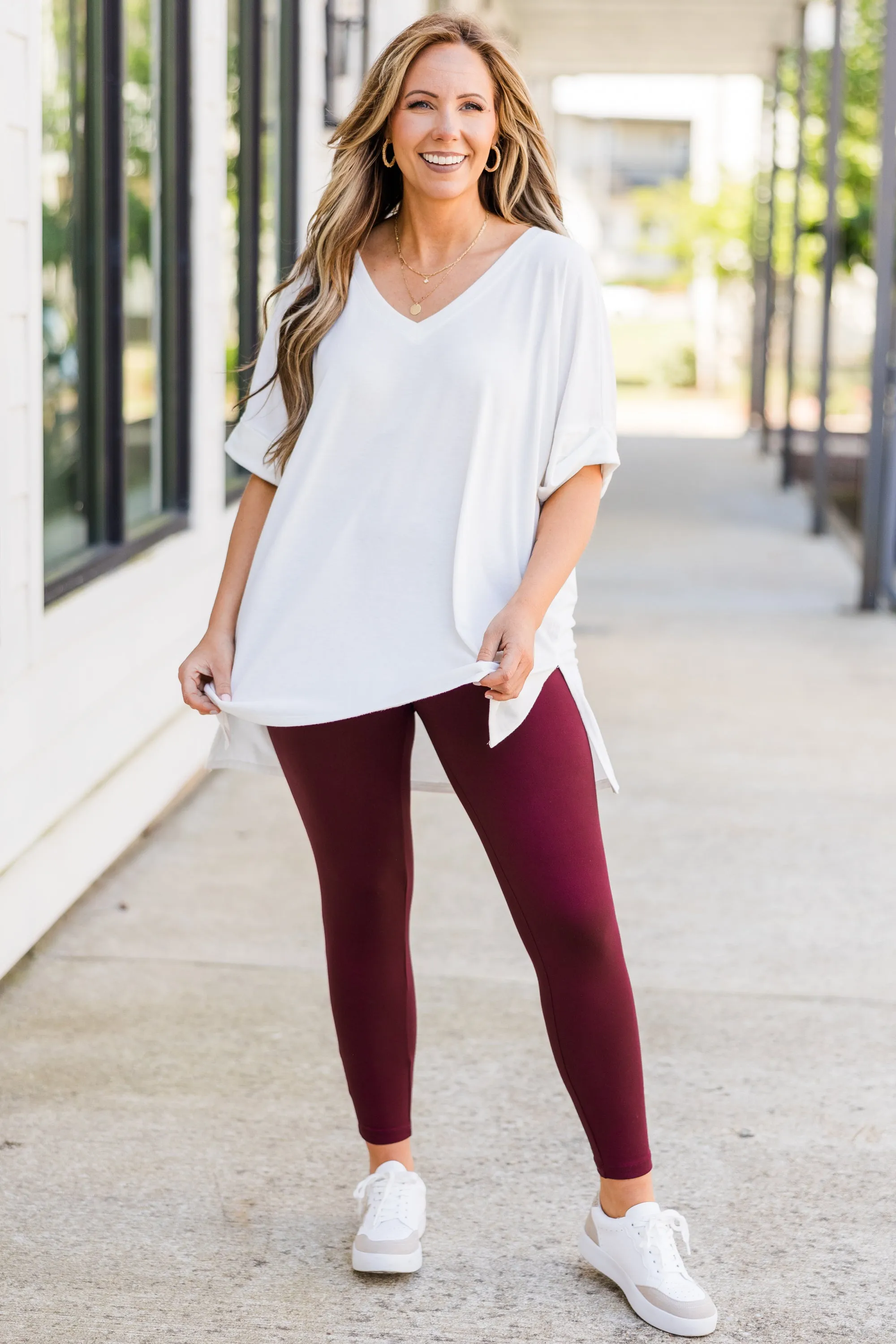 First Place Leggings, Dark Burgundy
