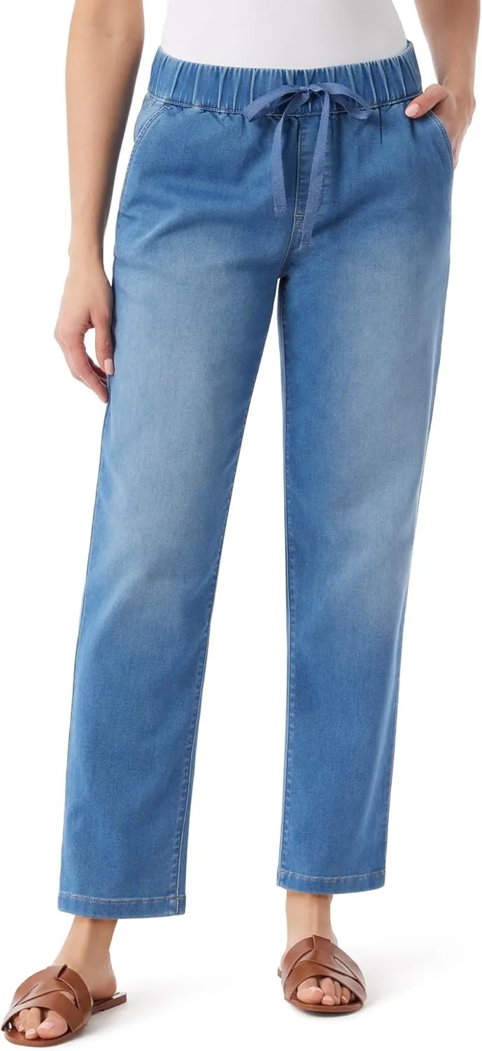 Gloria Vanderbilt Women's Anya Drawstring Pull on Straight Leg Jean Standard