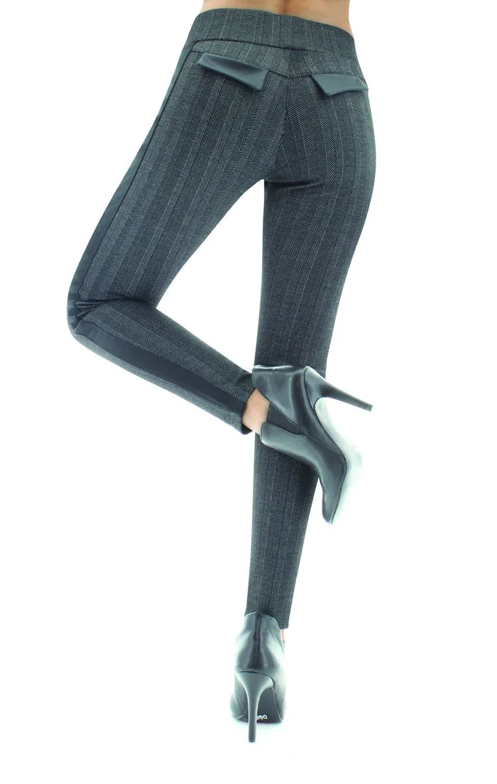 Herringbone Chic Wide Waistband Leggings