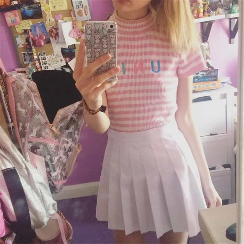 High Waist College Wind Tennis Pleated Skirt AD10098