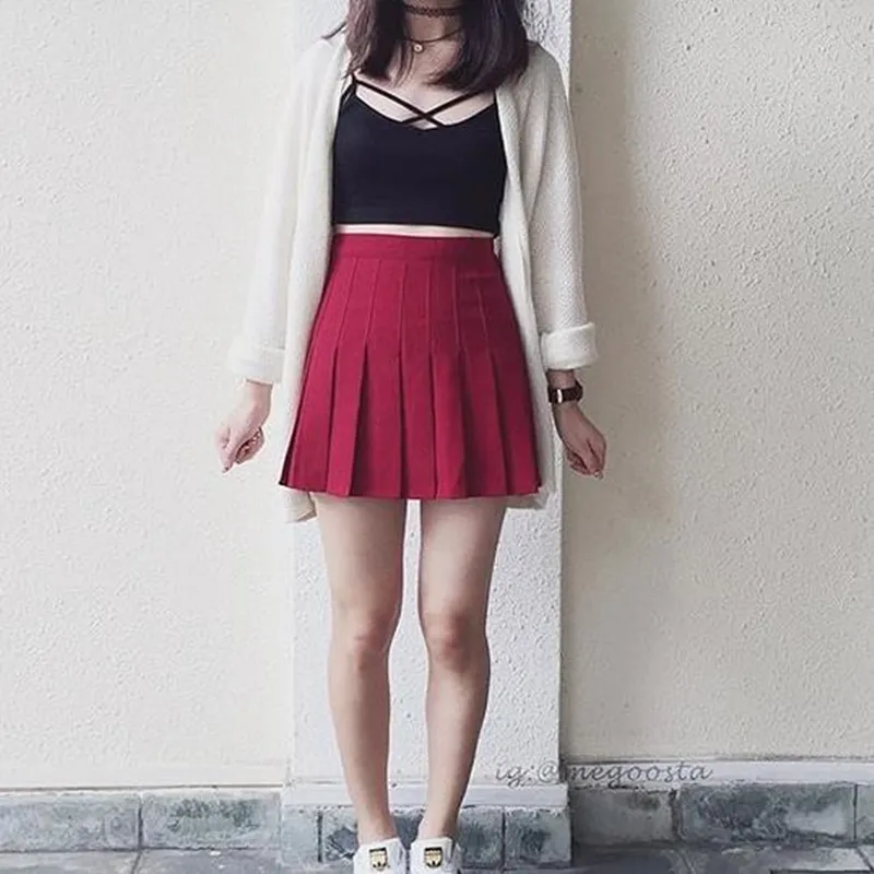 High Waist College Wind Tennis Pleated Skirt AD10098