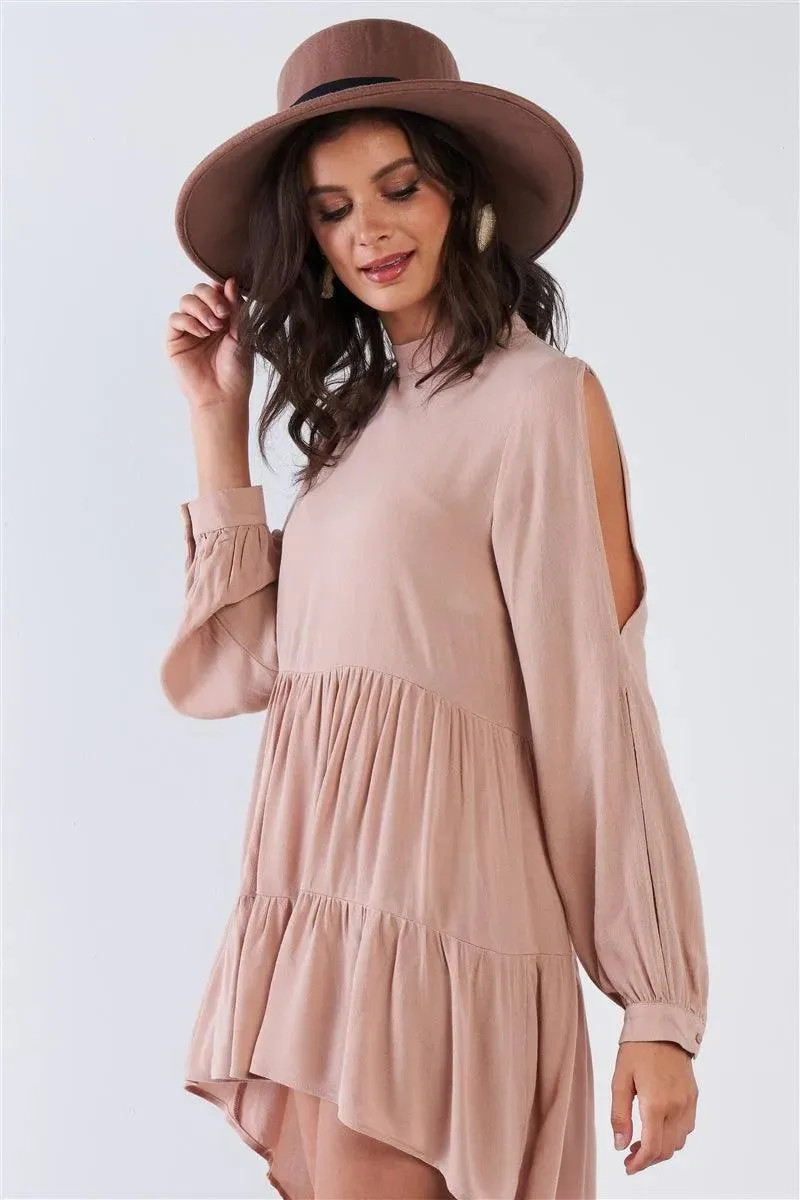 Khaki Felt Wide Brim Hat With Black Ribbon Band /3 Pieces
