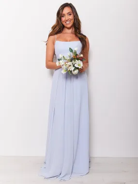 Kitty - Sky Blue Bridesmaid Dress with Square Neckline