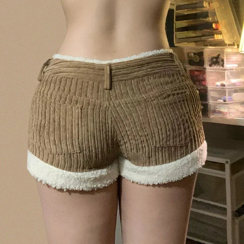 Koralynn Contrast Corduroy High Waist Shorts