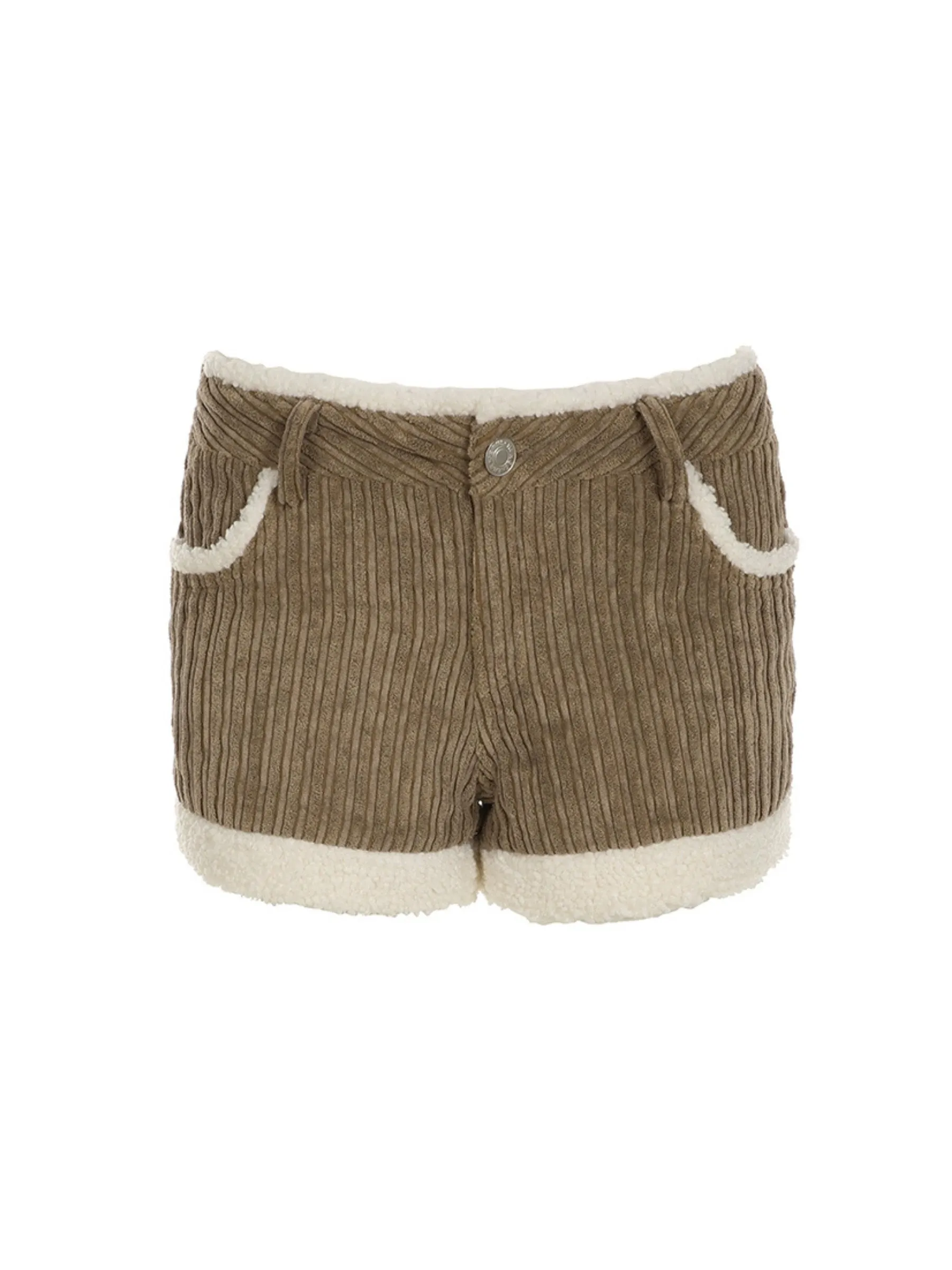 Koralynn Contrast Corduroy High Waist Shorts
