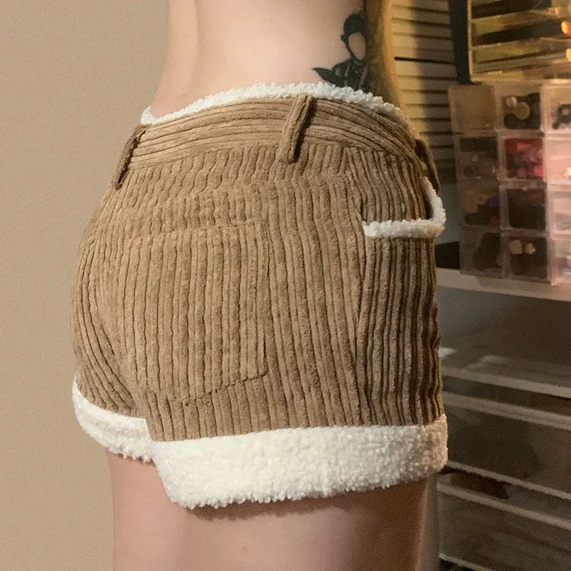 Koralynn Contrast Corduroy High Waist Shorts