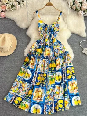 Lemonade Chic Lemon Print Maxi Dress